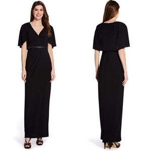 Adrianna Papell black draped sleeve jersey dress